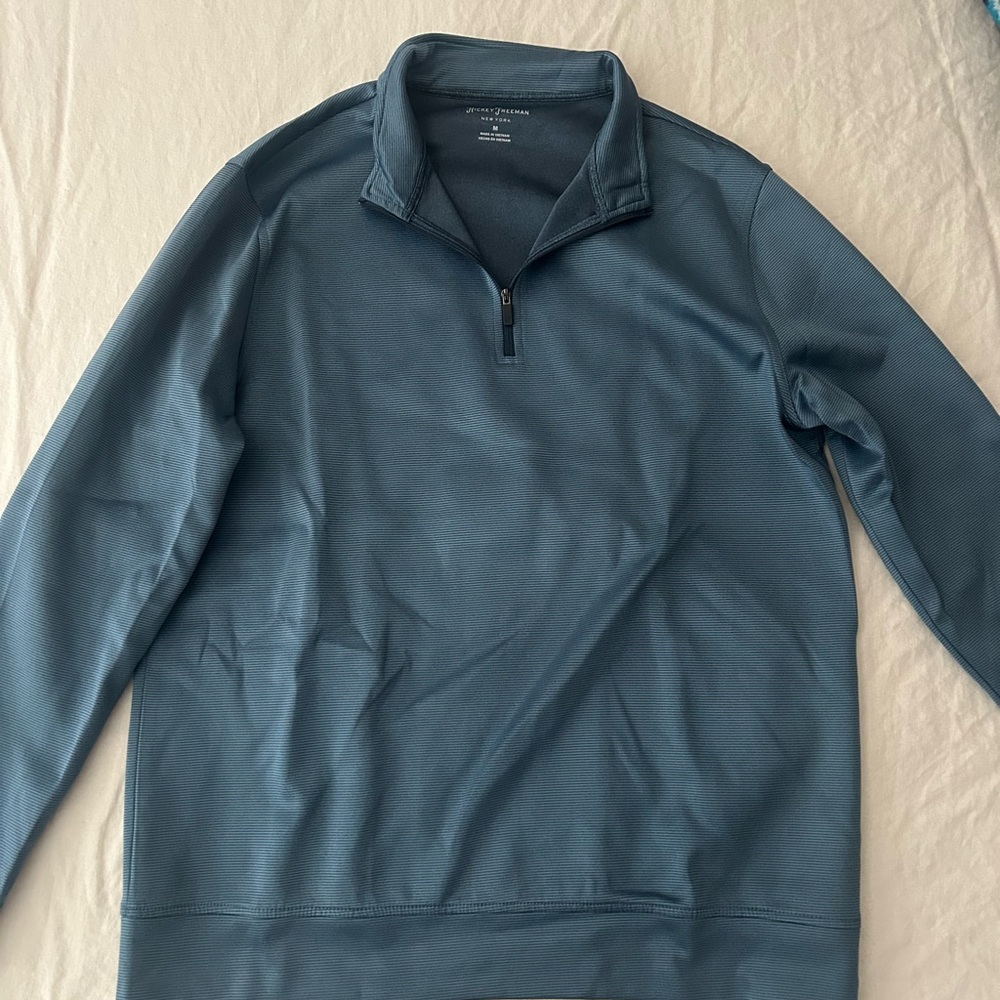 Hickey Freeman Men's Steel Blue Zip-Up Sweater